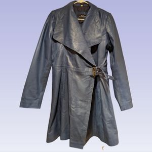 Armani Exchange Cerulean Blue Genuine Leather Trench 💙